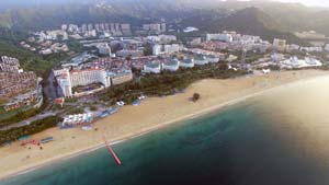 Aerial view of the Dameisha Beach Park in Dapeng Peninsula, China